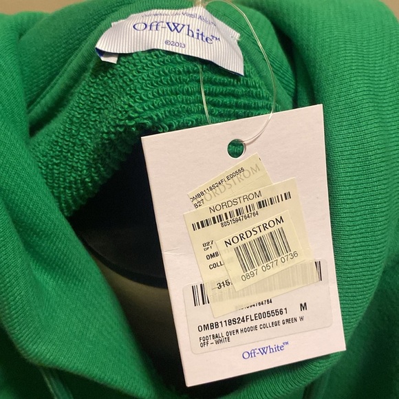 NWT Off-White Oversize Football Logo Graphic Hoodie in College Green (sz M) - Picture 7 of 8
